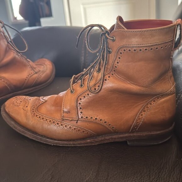 Allen Edmonds "DALTON" Men's Leather Wingtip Dress Boots 10D Walnut - Picture 11 of 16